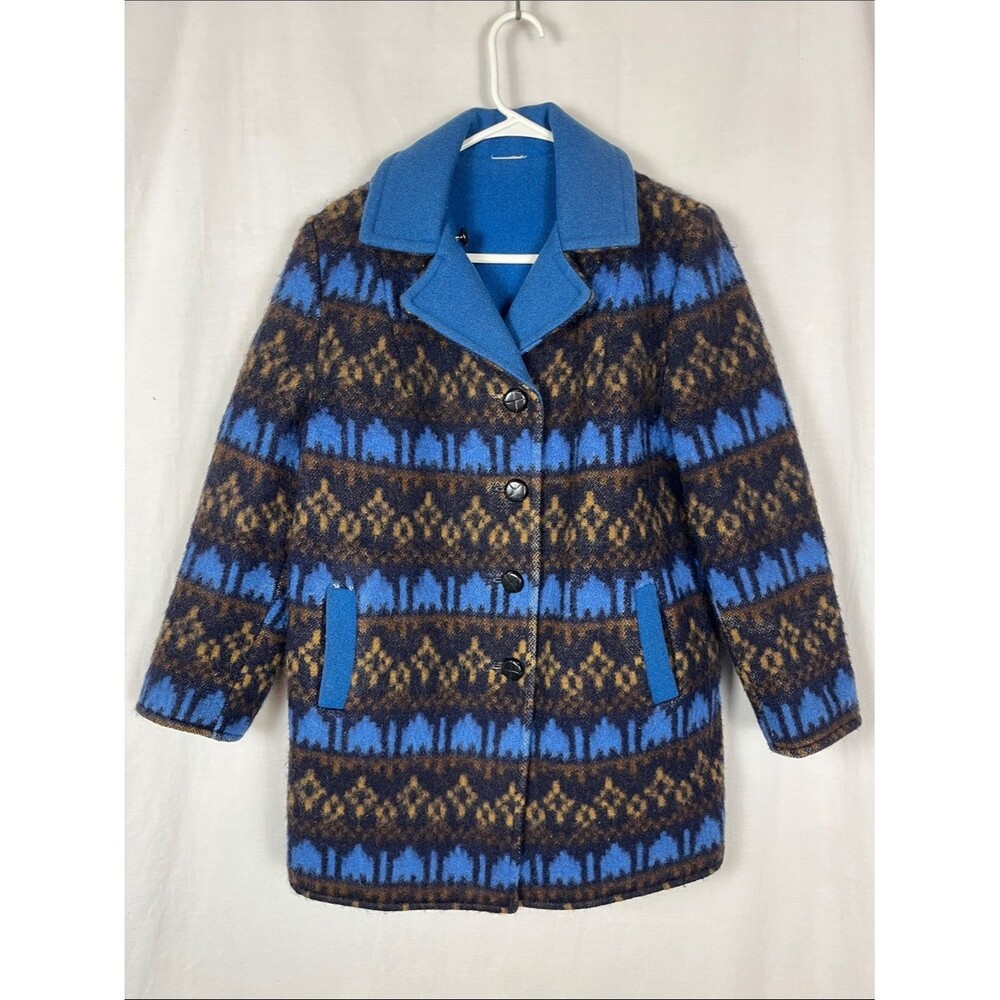 Vintage 1950s Canadian Sportswear Silpit Blue & Brown Reversible Wool Jacket